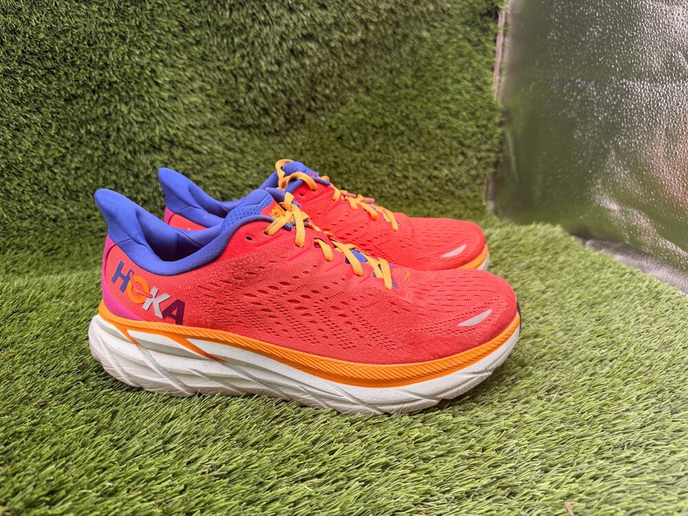 Hoka One One Clifton 8 1119393-FBLN Athletic Sneaker Men's 11.5D Orange Mesh Gym